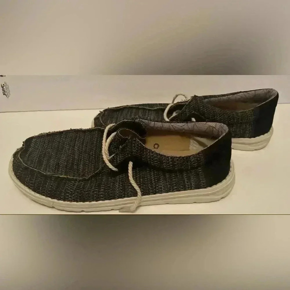 Men's Slip on Cloth Shoes Canvas Loafers Lightweight Black &‎ Gray Sz 13 - Picture 2 of 6